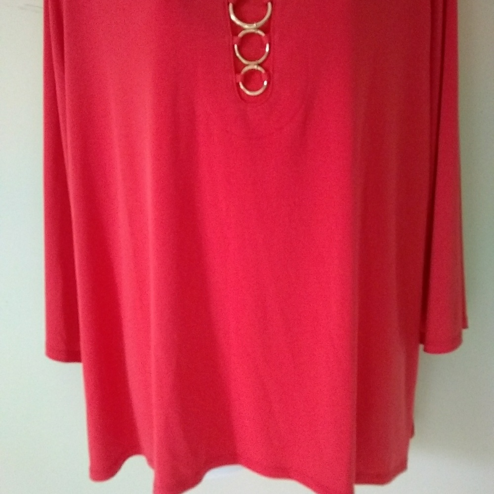 NWT Chico's Tunic Top Blouse Garibaldi Orange Sz 3 - Picture 4 of 8